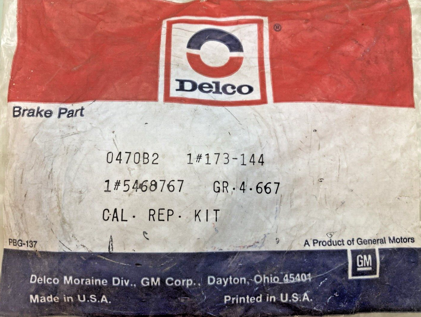 NEW GENUINE ACDELCO 173-144 SEAL KIT, FRONT BRAKE CALIPER 1985-2002 GM 5468767