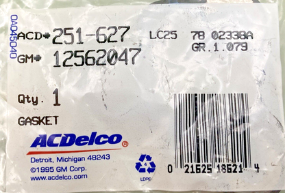 NEW GENUINE ACDELCO 251-627 GASKET WATER PUMP, 1993-1999 GM 12562047