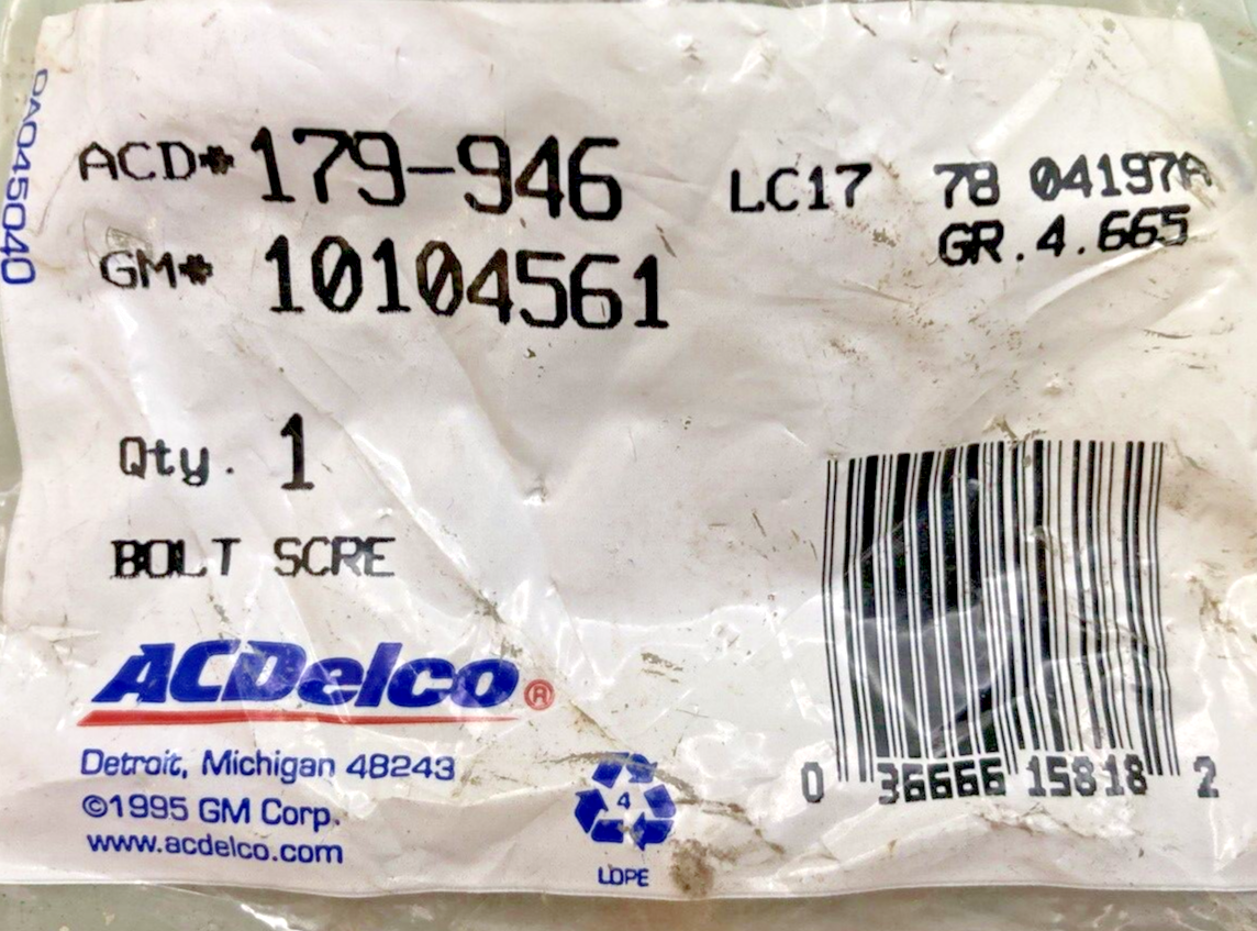 NEW GENUINE ACDELCO 179-946 BOLT/SCREW, FRONT BRAKE CALIPER, GM 10104561