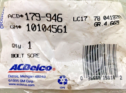 NEW GENUINE ACDELCO 179-946 BOLT/SCREW, FRONT BRAKE CALIPER, GM 10104561