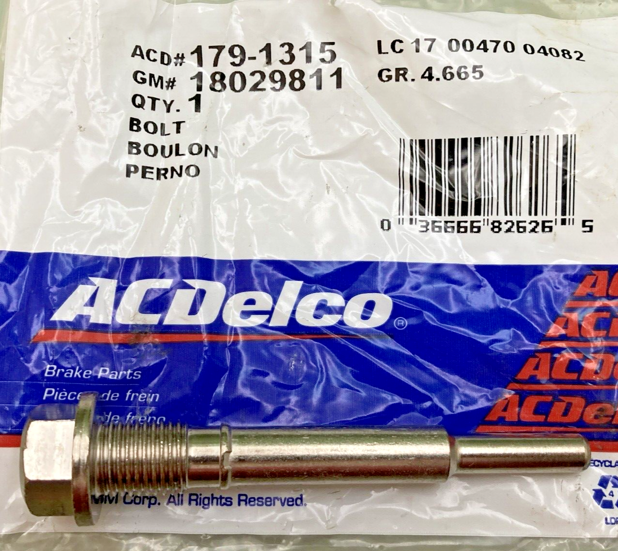 NEW GENUINE ACDELCO 179-1315 BOLT, FRONT BRAKE CALIPER HOUSING, GM 18029811