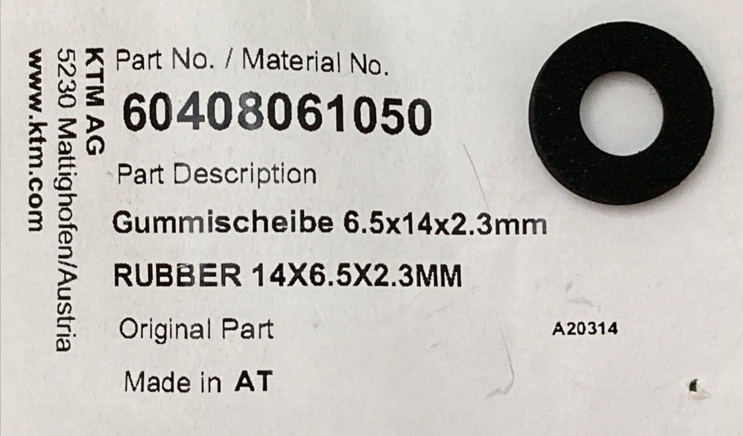 NEW GENUINE KTM 60408061050 Rubber 14X6.5X2.3MM