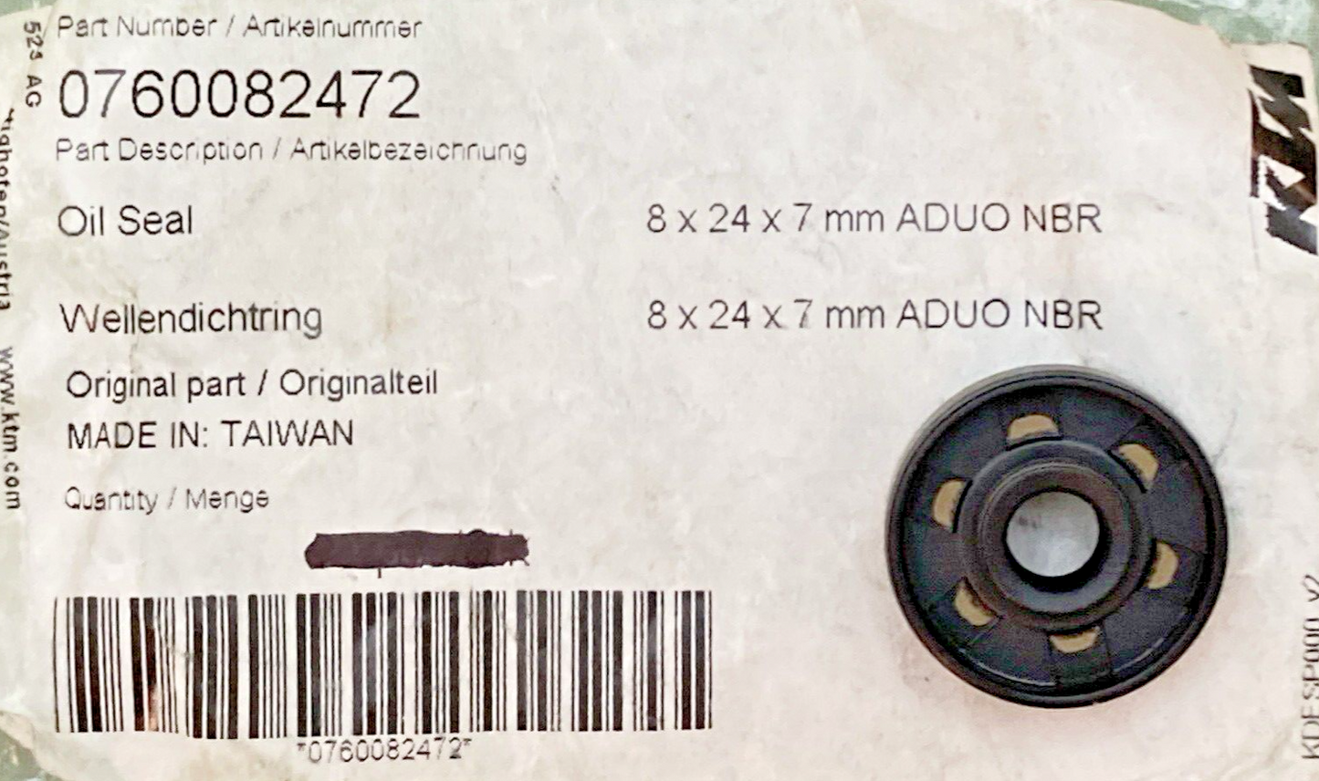 NEW GENUINE KTM 0760082472 Shaft Seal Ring 8X24X7 A Duo