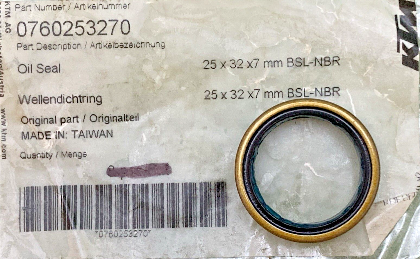 NEW GENUINE KTM 0760253270 Radial Shaft Seal 25X32X7