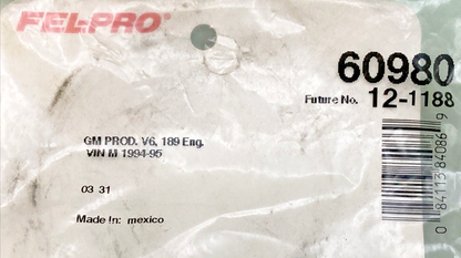 NEW FEL-PRO 60980 EXHAUST PIPE FLANGE GASKET 12-1188, GM PROD V6 189 ENG , 94-95