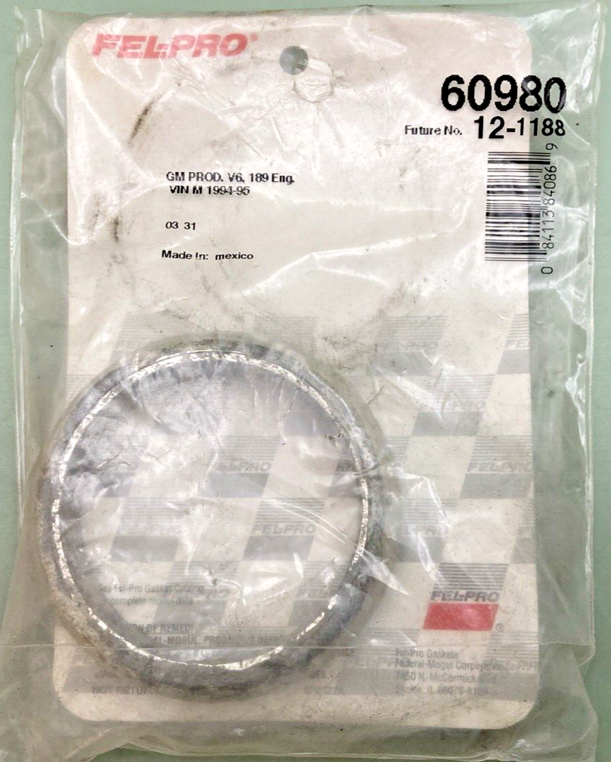 NEW FEL-PRO 60980 EXHAUST PIPE FLANGE GASKET 12-1188, GM PROD V6 189 ENG , 94-95