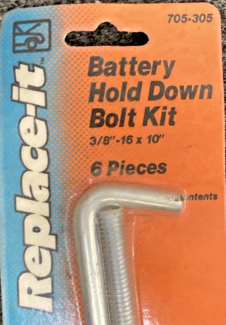 NEW DORMAN REPLACE-IT 705-305 BATTERY HOLD DOWN BOLT KIT 3/8"-16 X 10", 6 PIECES
