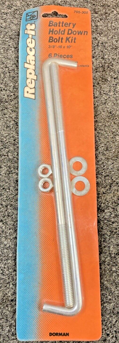 NEW DORMAN REPLACE-IT 705-305 BATTERY HOLD DOWN BOLT KIT 3/8"-16 X 10", 6 PIECES