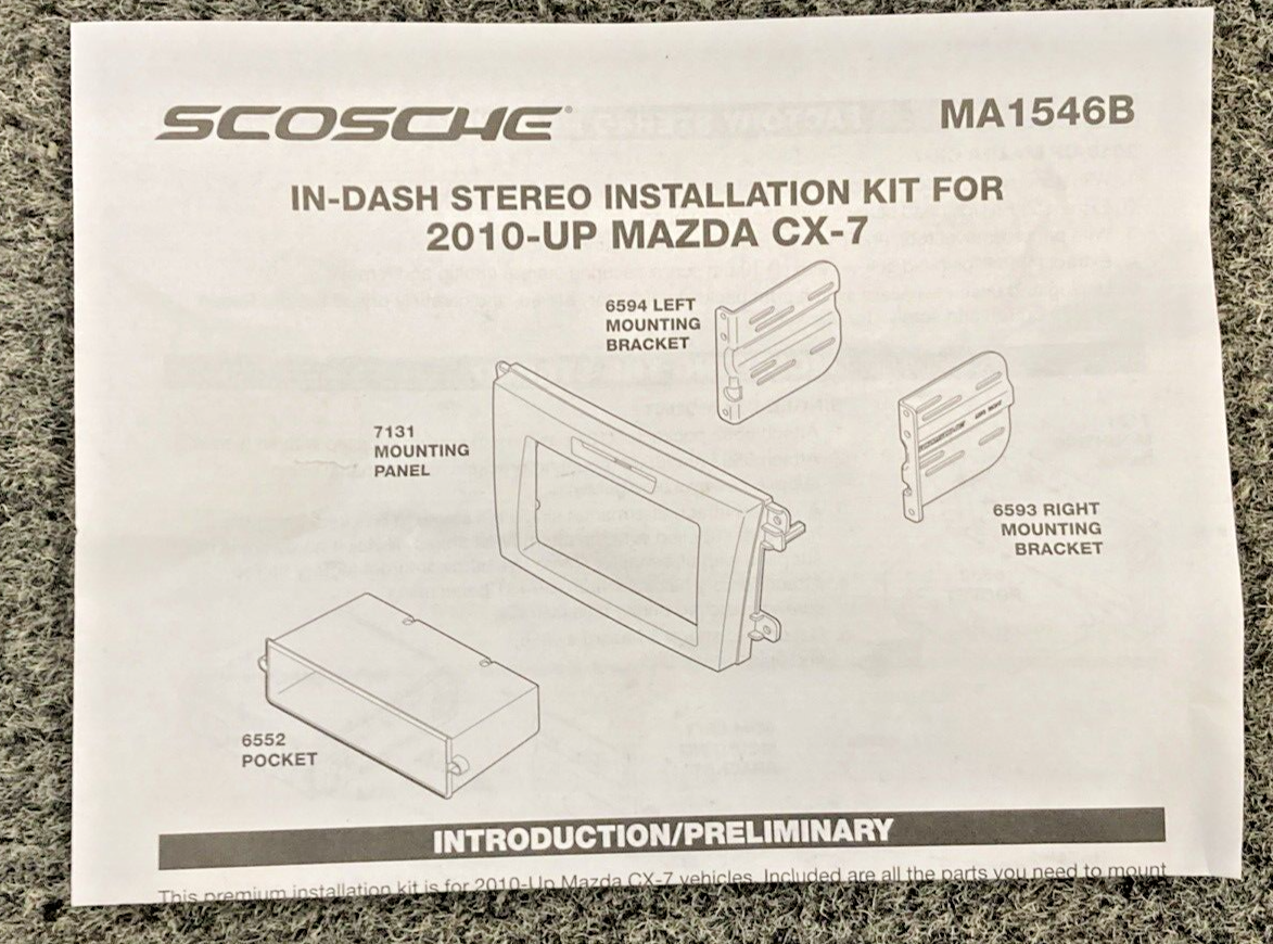 NEW SCOSCHE MA1546B DOUBLE DIN AND DIN WITH POCKET, 2010-UP MAZDA CX-7