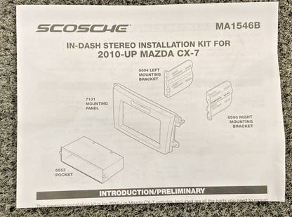 NEW SCOSCHE MA1546B DOUBLE DIN AND DIN WITH POCKET, 2010-UP MAZDA CX-7