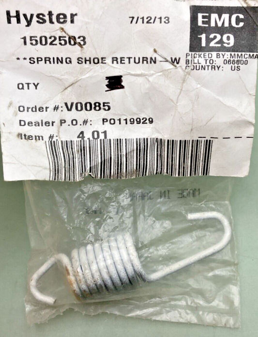 NEW GENUINE HYSTER 1502503 FORKLIFT BRAKE SHOE RETURN