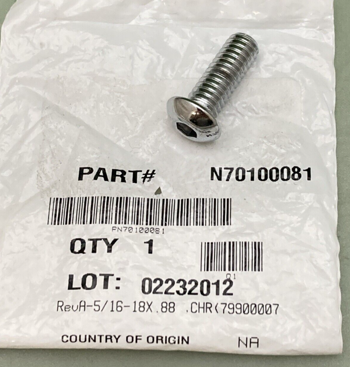 NEW GENUINE POLARIS N70100081 SCREW Reva - 5/16 - 18X.88,CHR
