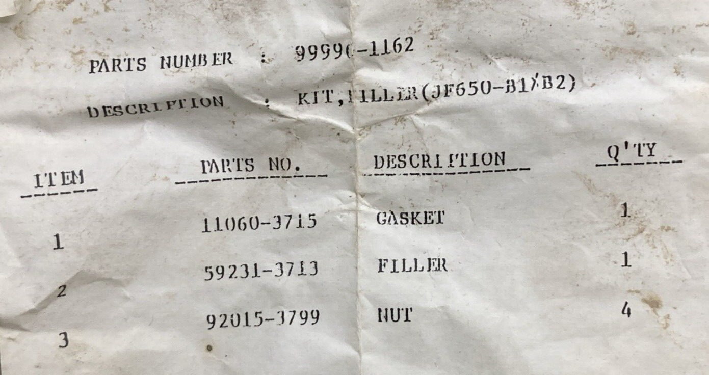 NEW GENUINE KAWASAKI 99996-1162 FILLER KIT JF650