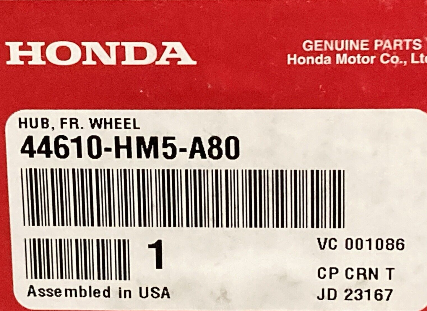NEW GENUINE HONDA 44610-HM5-A80 Hub, Fr. Wheel