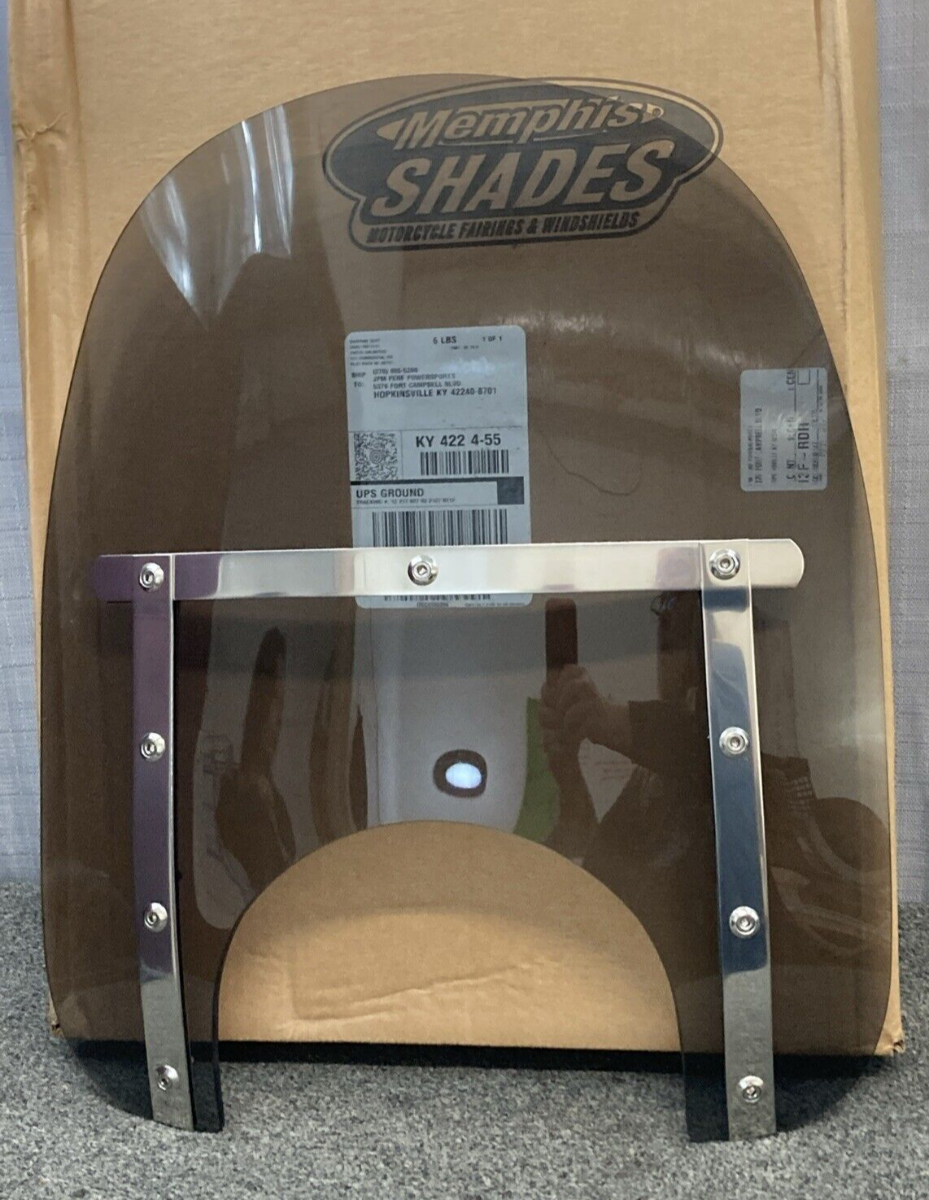 NEW GENUINE MEMPHIS SHADES 2313-0275 Slim Windshield BLK SMOKE 15"9"