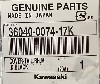 NEW GENUINE KAWASAKI 36040-0074-17K Cover - Tail, Rh, M.d, Black