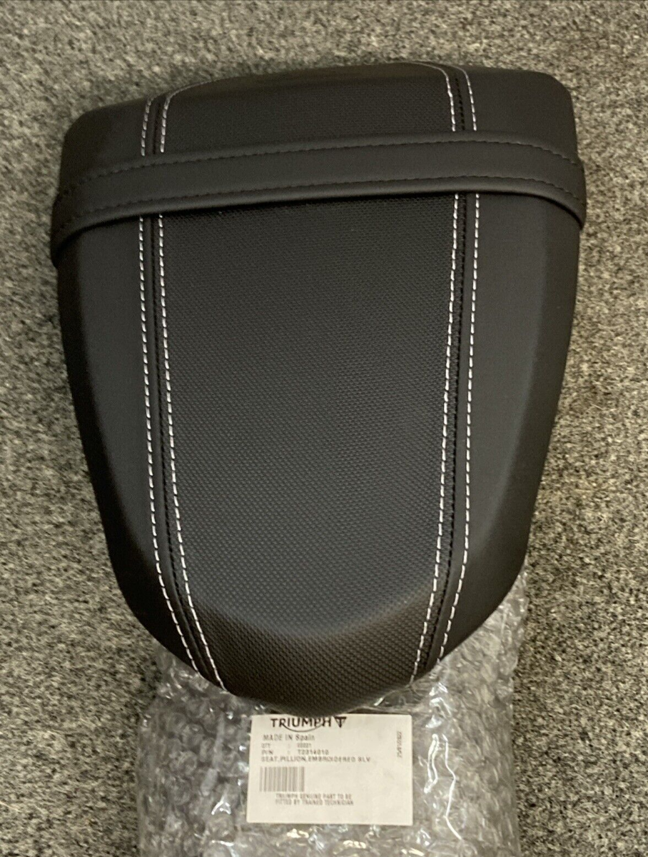 NEW GENUINE TRIUMPH T2314010 Seat, Pillion, Embroidered Silver