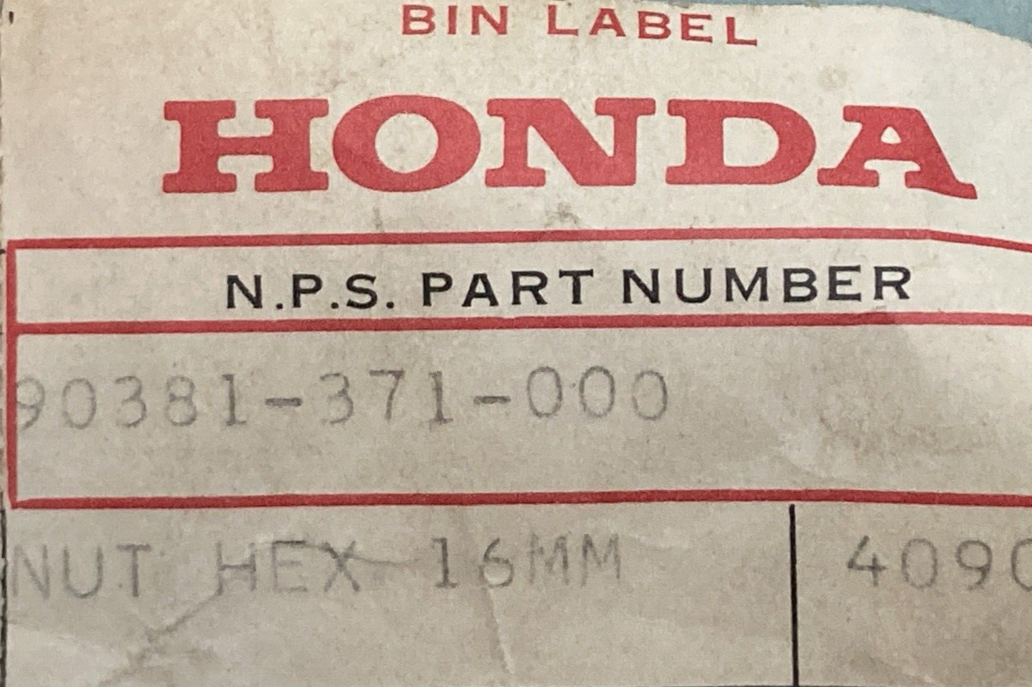 NEW GENUINE HONDA 90381-371-000 NUT HEX 16mm