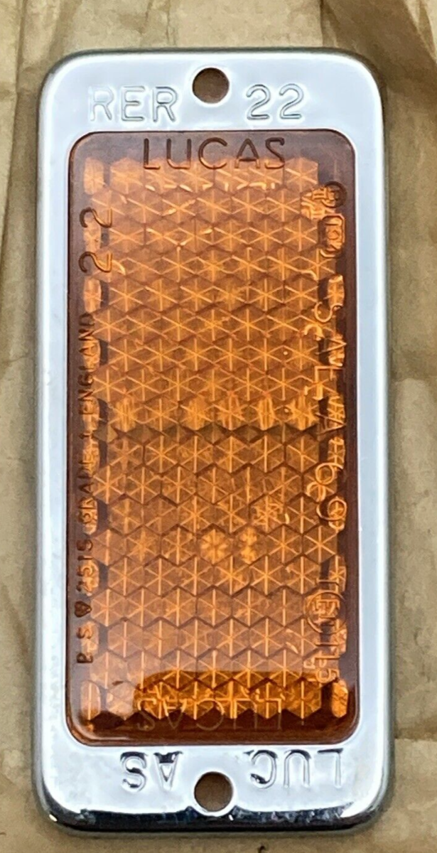NEW GENUINE LUCAS RER22 REFLECTOR AMBER HOUSING BRACKET CHROME