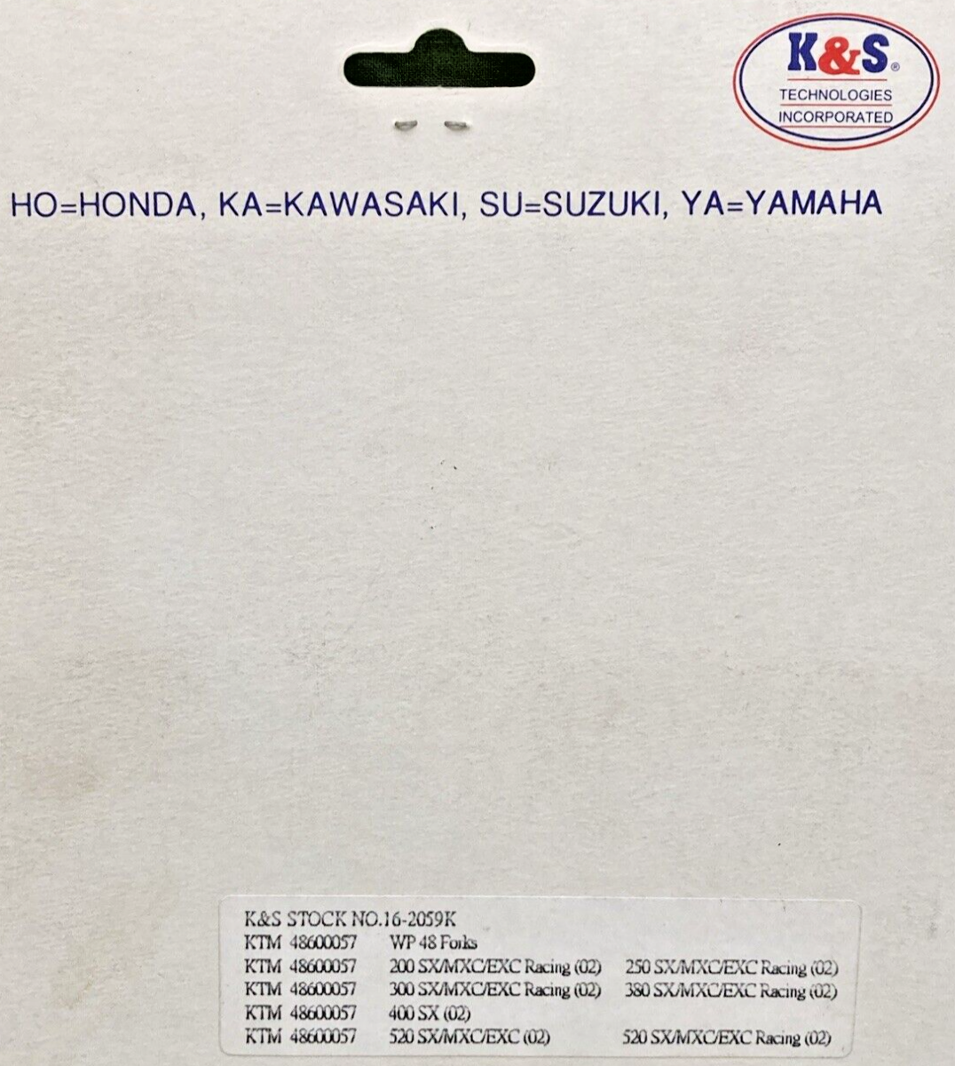 NEW GENUINE K&S TEECHNOLOGIES 16-2059K FORK DUST SEAL SET