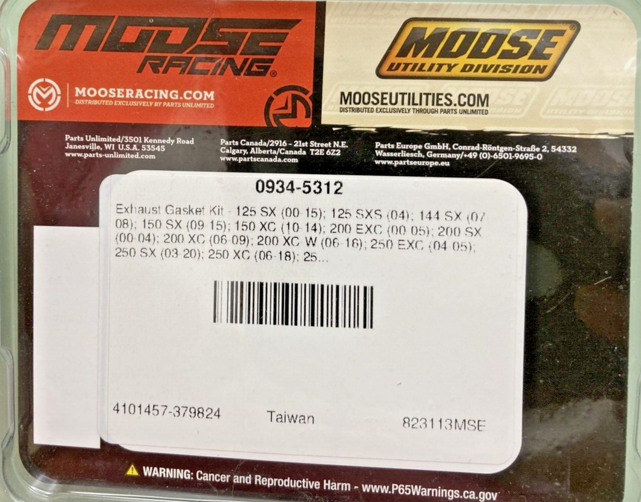 NEW GENUINE MOOSE RACING 0934-5312 EXHAUST GASKET KIT