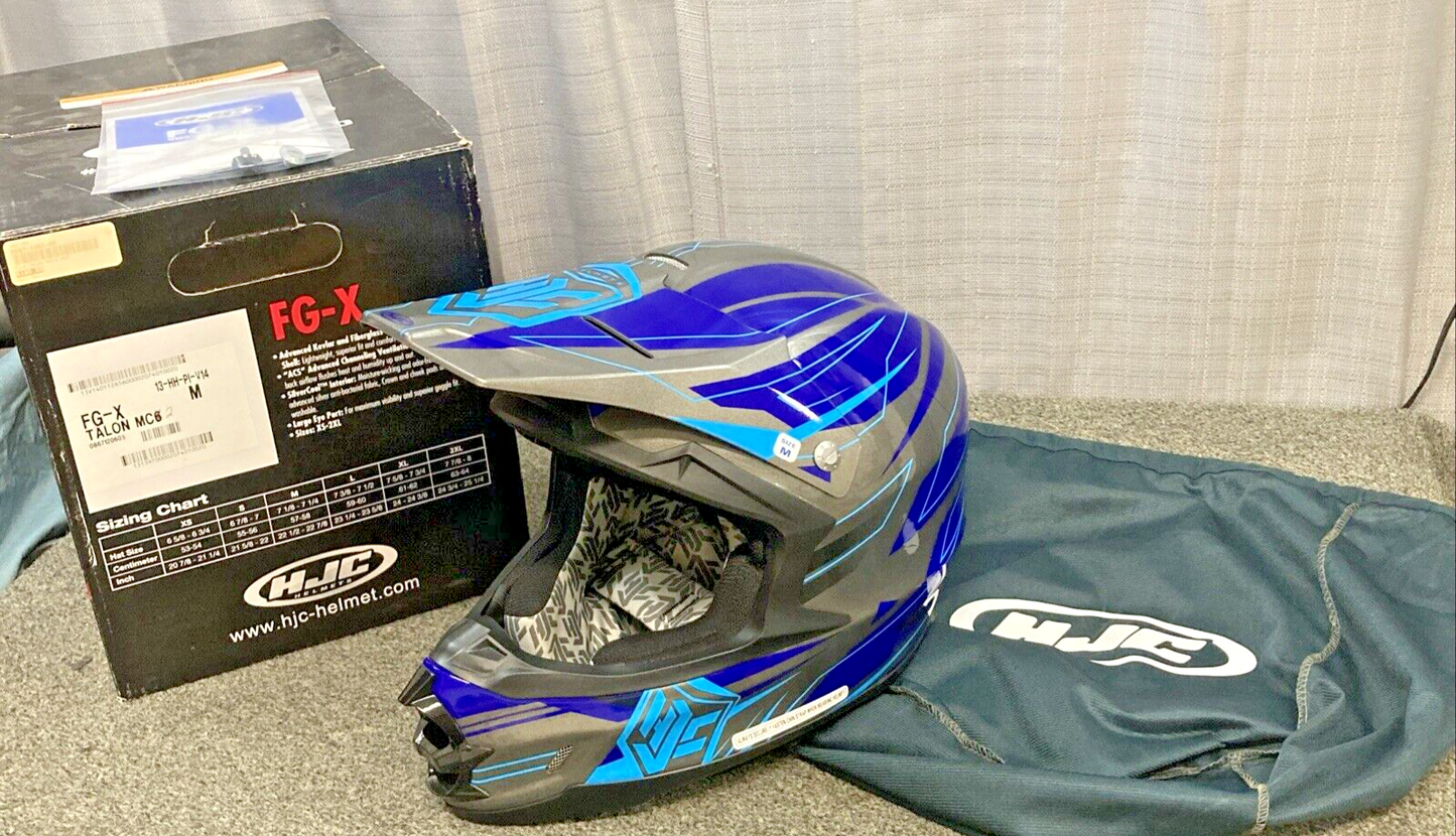 NEW GENUINE HJC FG-X TALON MC-2 HELMET, MED, BLUE