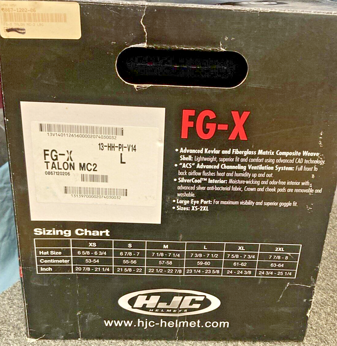 NEW GENUINE HJC FG-X TALON MC-2 HELMET, LG, BLUE