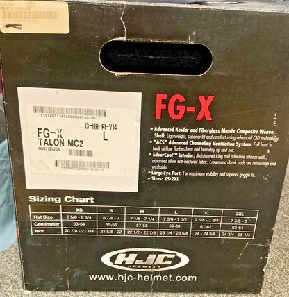 NEW GENUINE HJC FG-X TALON MC-2 HELMET, LG, BLUE