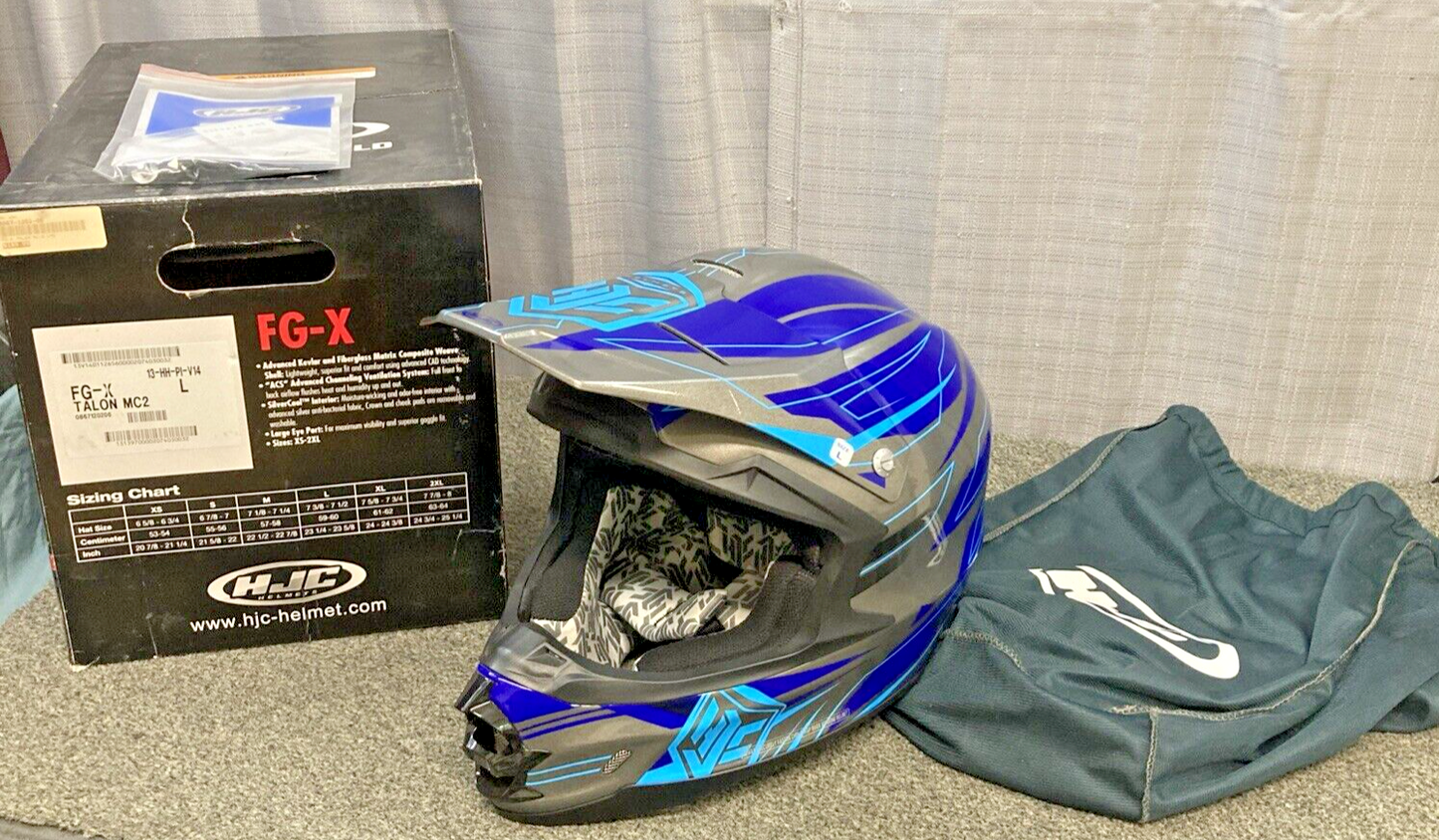 NEW GENUINE HJC FG-X TALON MC-2 HELMET, LG, BLUE