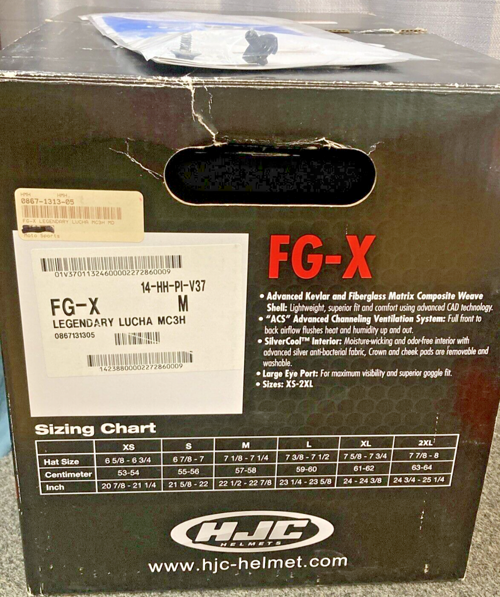 NEW GENUINE HJC FG-X LEGENDARY LUCHA MC3H HELMET MED, ORANGE/YELLOW