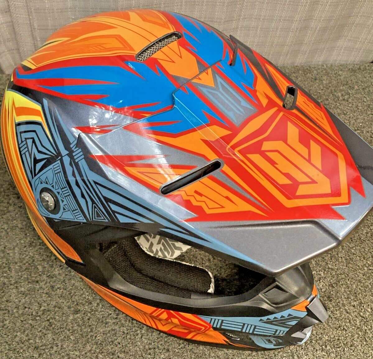 NEW GENUINE HJC FG-X LEGENDARY LUCHA MC3H HELMET MED, ORANGE/YELLOW