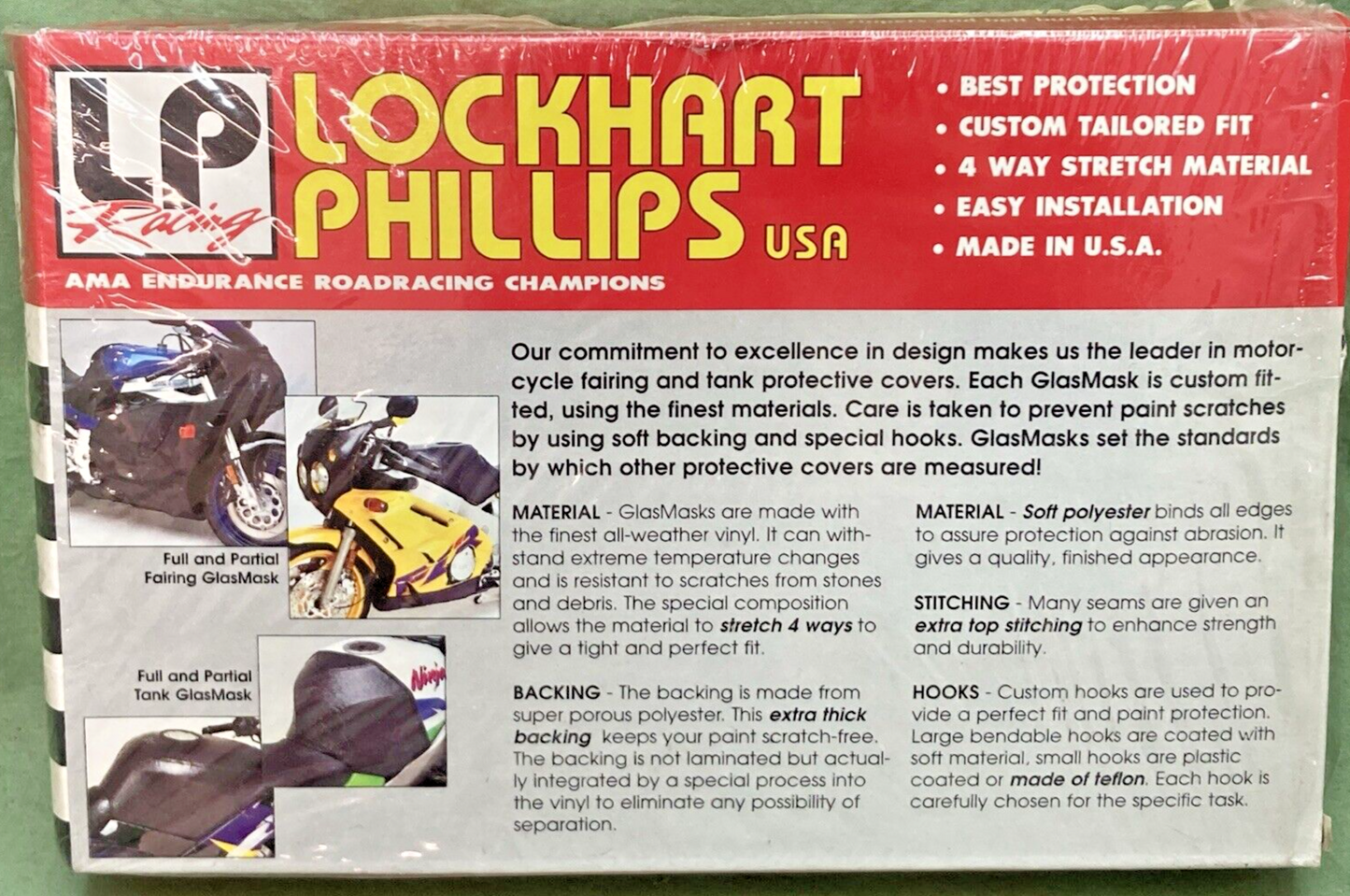 NEW LOCKHART PHILLIPS RACING GLASMASK 1/2 TANK PROTECTIVE COVER TT 94-99