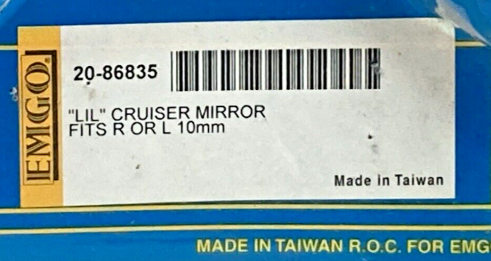 NEW EMGO 20-86835 LIL CRUISER MIRROR, FITS R OR L, 10MM
