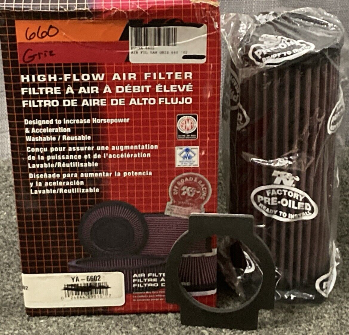 NEW GENUINE K&N YA-6602 AIR FILTER W/ (1) GASKET