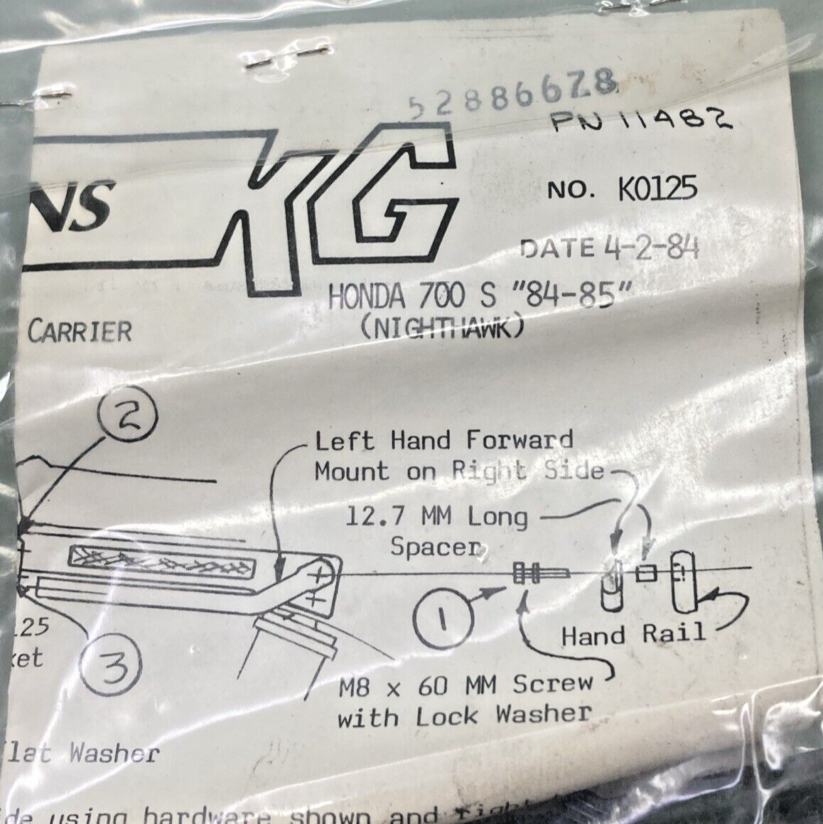 NEW KG K0125 OMNI II MOUNTING KIT FOR HONDA NIGHTHAWK 700 S '84-'85