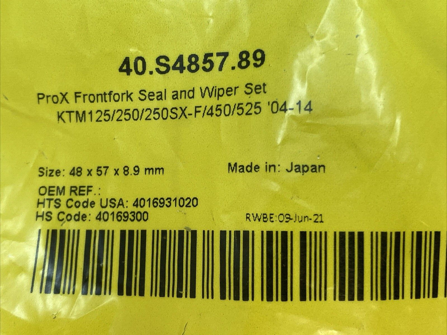 NEW GENUINE PROX 40S485789 Front Fork Seal And Wiper Kit