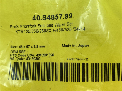 NEW GENUINE PROX 40S485789 Front Fork Seal And Wiper Kit
