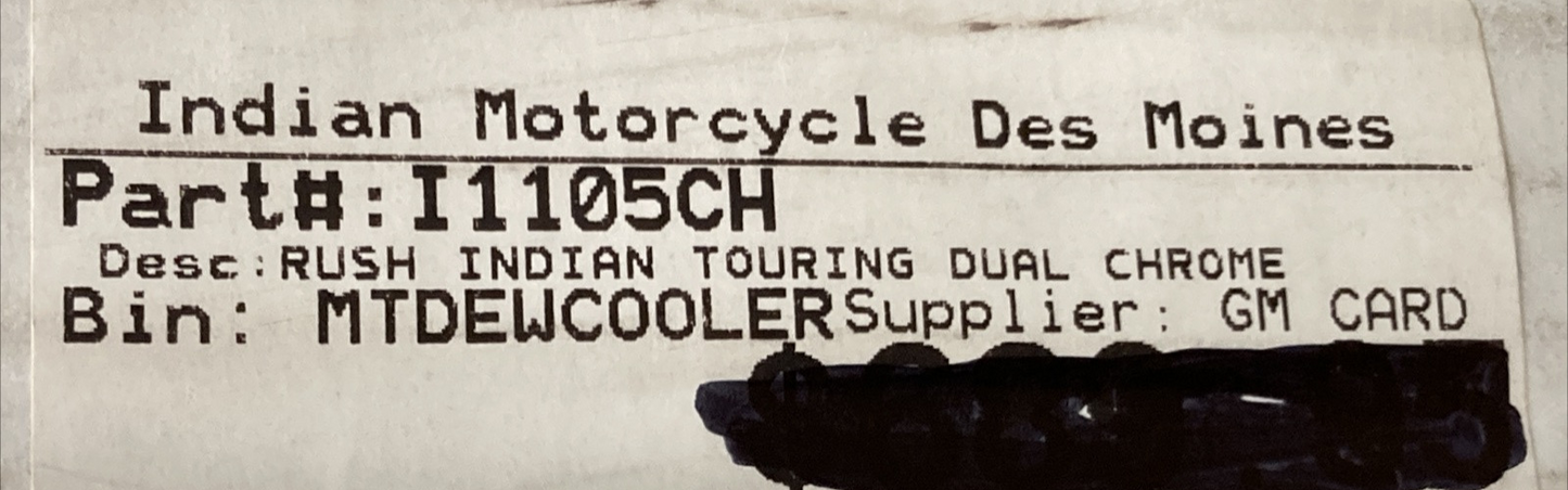 NEW GENUINE RUSH RACING I1105 CHROME HIGH OUTPUT DUAL HEADER SYSTEM FOR INDIAN