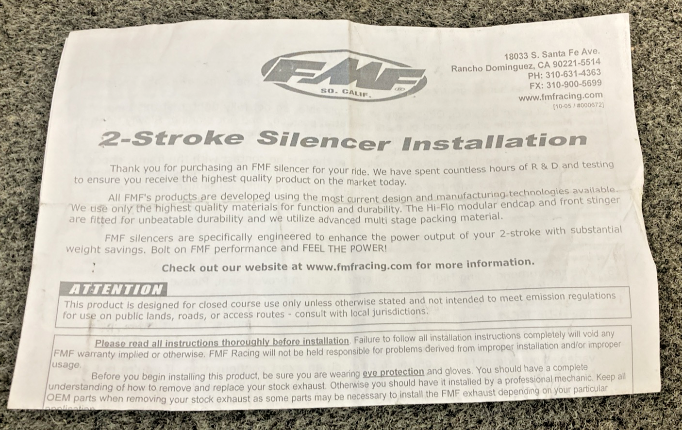 NEW GENUINE FMF 025039 SLIENCER MODEL TDS-3 TURBINECORE 2