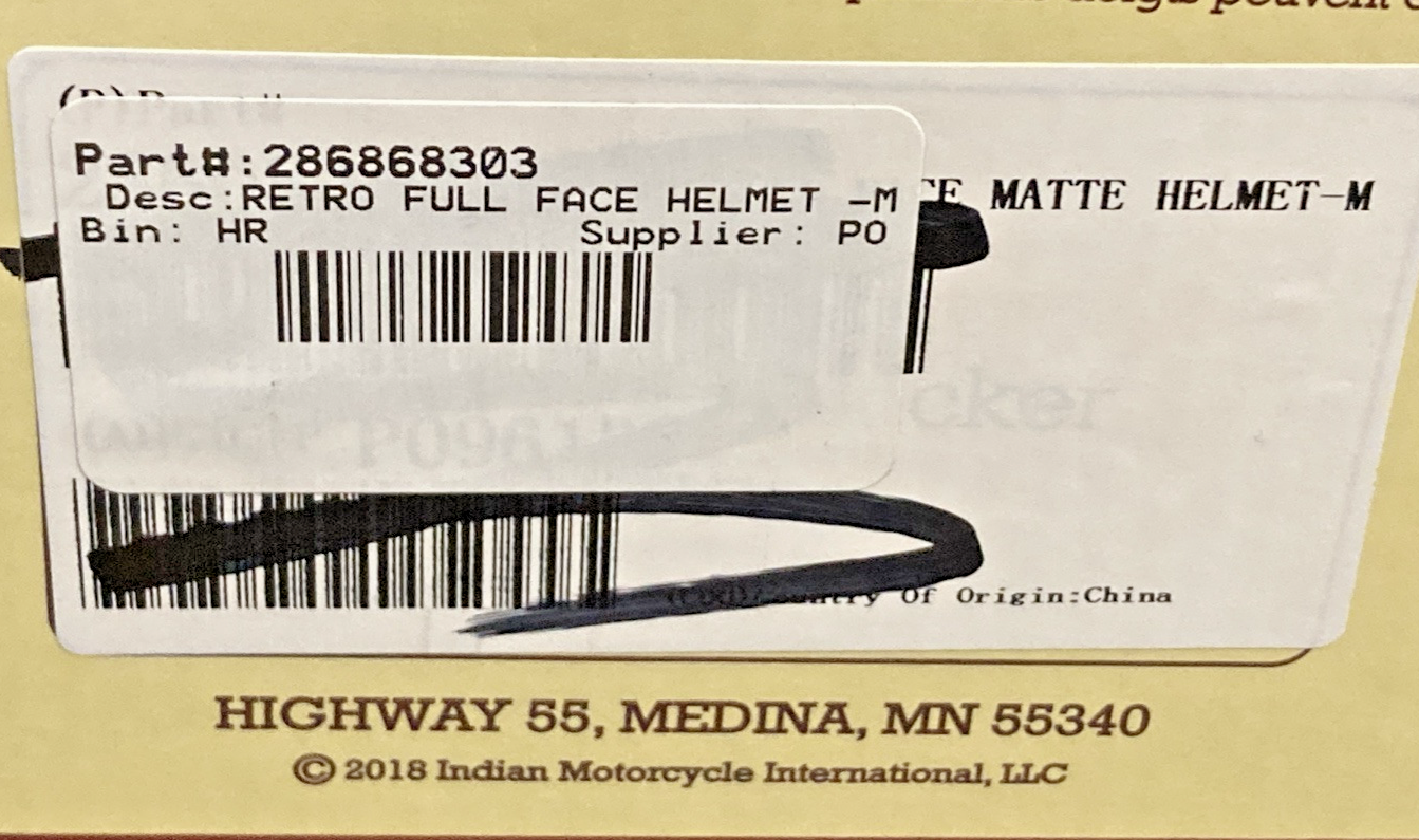 NEW GENUINE INDIAN 286868303 RETRO FULL FACE HELMET SIZE M