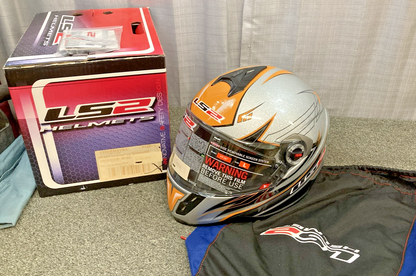 NEW GENUINE LS2 FF387 FULL FACE HELMET ORANGE SIZE L