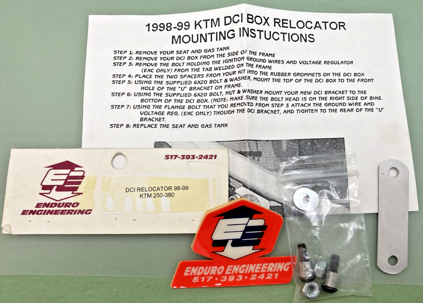 NEW GENUINE ENDURO ENGINEERING 250-380 KTM DCI BOX RELOCATOR MOUNTING KIT, 98-99