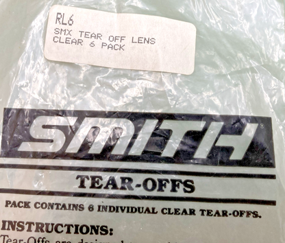 QTY 6 NEW GENUINE SMITH RL6 SMX TEAR OFF LEN CLEAR