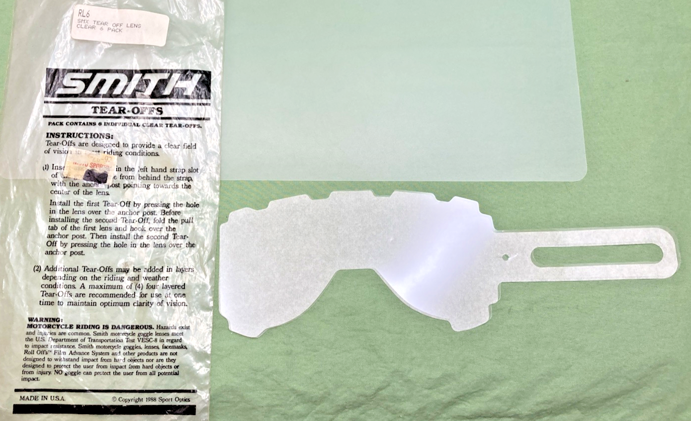 QTY 6 NEW GENUINE SMITH RL6 SMX TEAR OFF LEN CLEAR