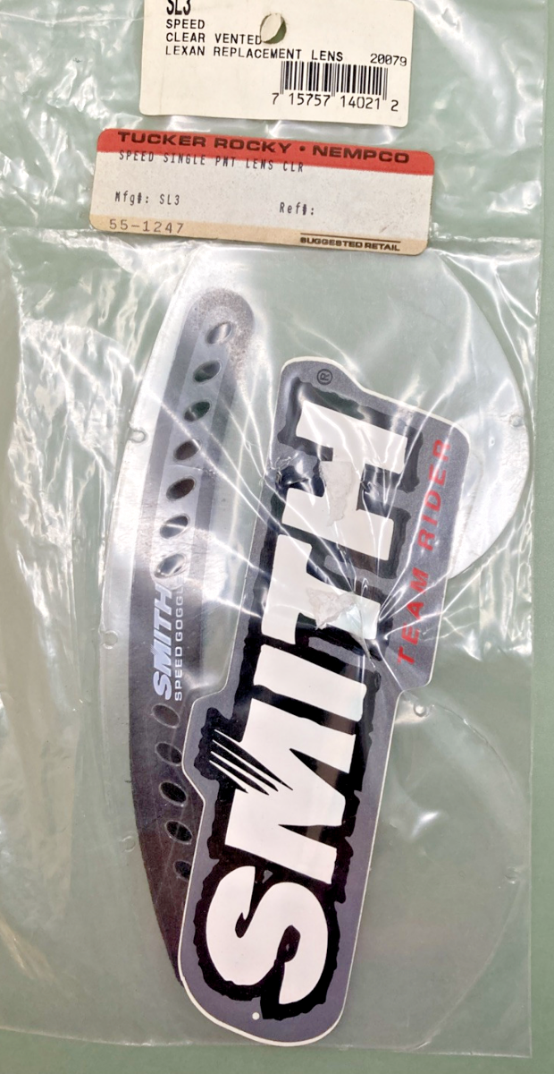 NEW GENUINE SMITH SL3 SPEED CLEAR VENTED LEXAN REPLACEMENT LEN