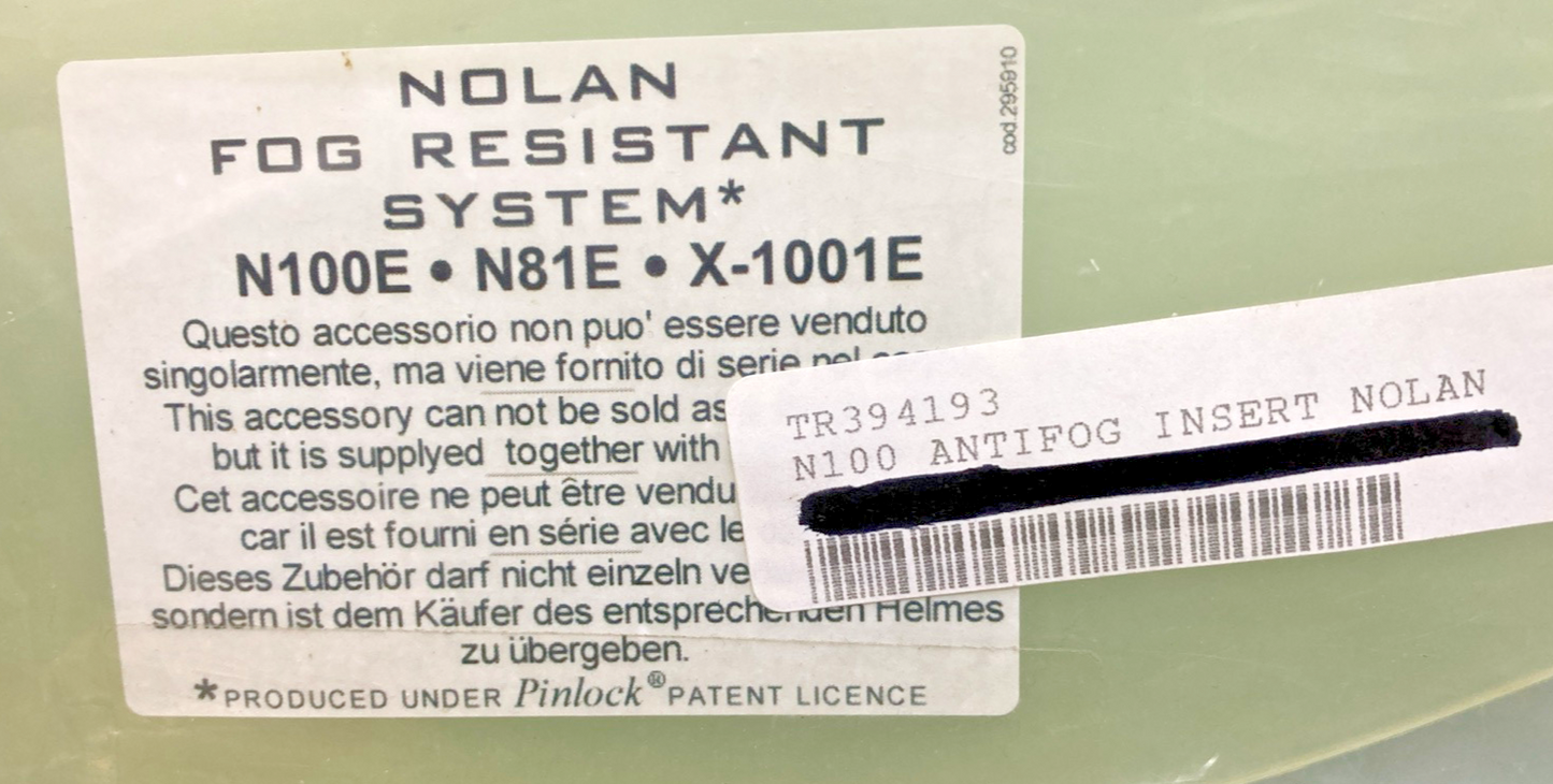 NEW GENUINE NOLAN TR394193 FOG RESISTANT SYSTEM, N100E - N81E - X-1001E