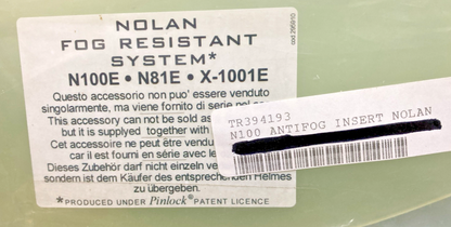 NEW GENUINE NOLAN TR394193 FOG RESISTANT SYSTEM, N100E - N81E - X-1001E