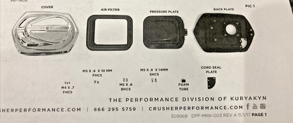 NEW GENUINE CRUSHER 9968 AIR CLEANER SATIN BLACK, INDIAN 14'-17', 415579