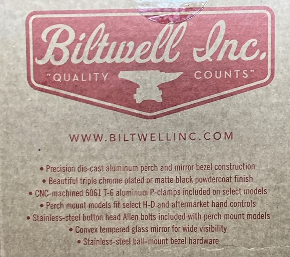 NEW GENUINE BILTWELL INC. 6503-578-131 ROUND MIRROR, 7/8 INCH CLAMP-ON 0640-1320