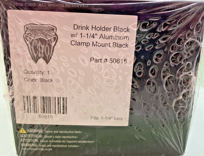 NEW GENUINE CIRO 50615 DRINK HOLDER BLK W/1-1/4'' ALUM BLK CLAMP MOUNT 0636-0086